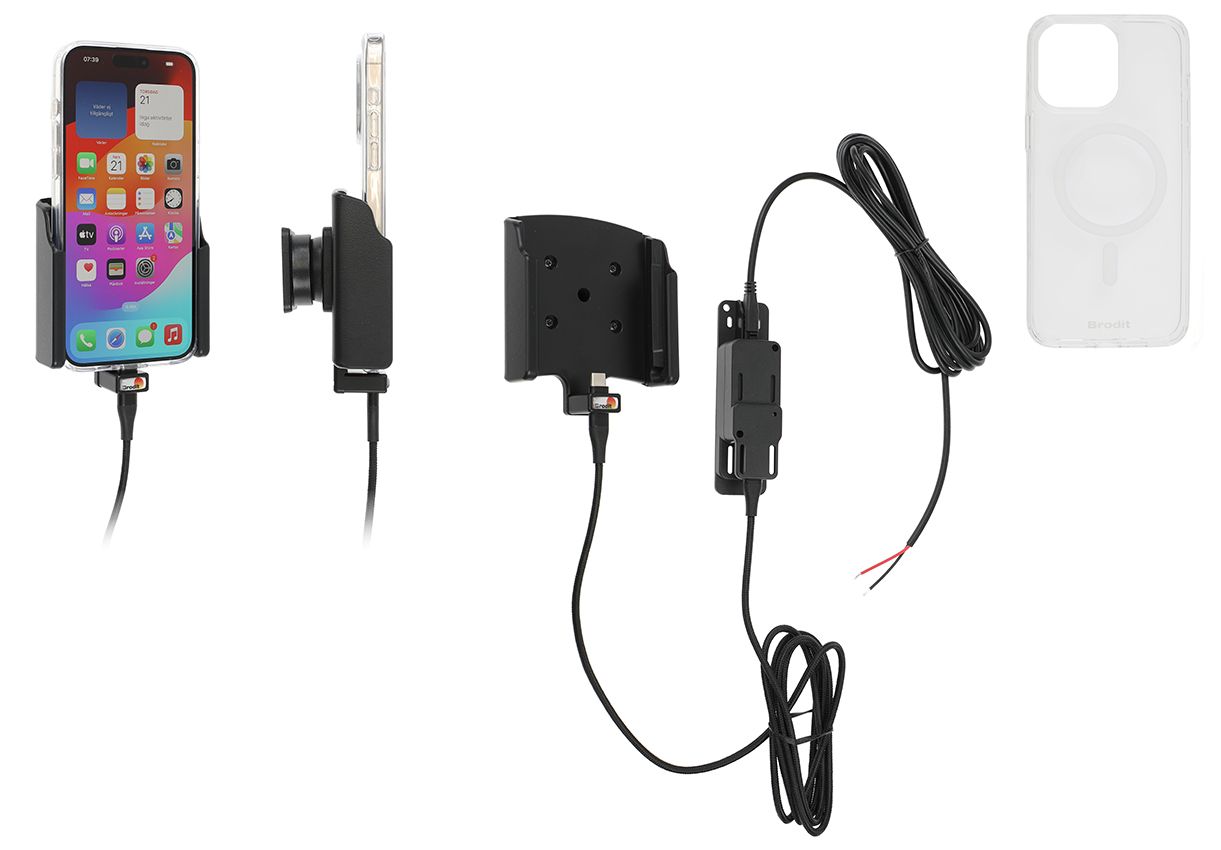 Brodit fixed installation holder iPhone 15 Pro Max + case