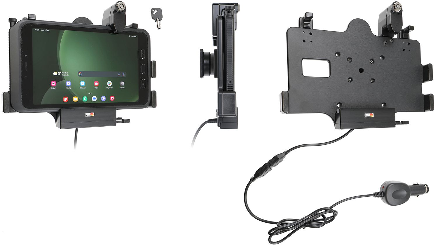 Brodit AH Samsung Tab Active 3/5 sig.plug-3A-USB host-lock
