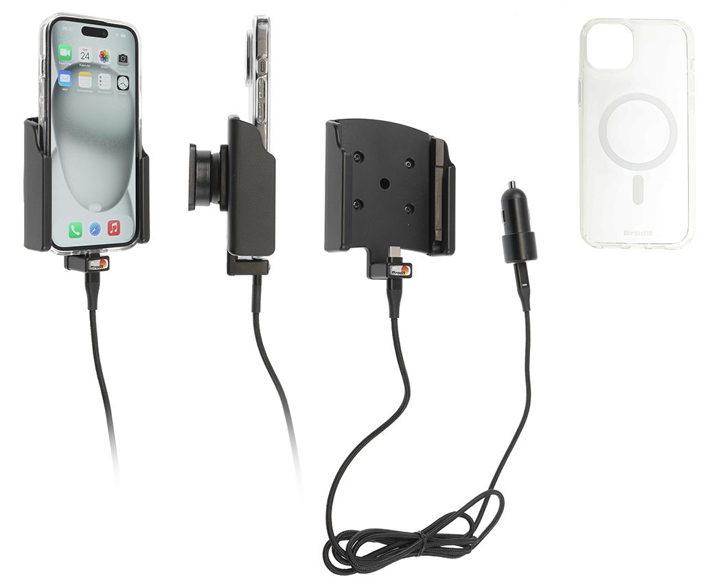 Brodit Active holder Apple iPhone 15 USB cig.- with case
