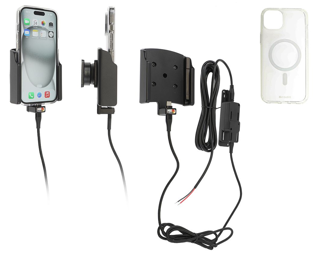 Brodit fixed installation holder Apple iPhone 15 + case