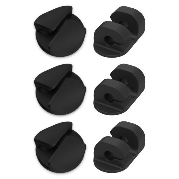 Scosche Kabelmanagement stickers 6 stuks Black