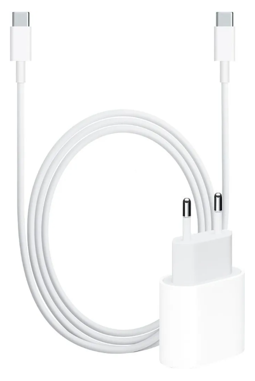 Charger 230V Apple 20W + usbC - C 1m Braided white(PD 2.0)