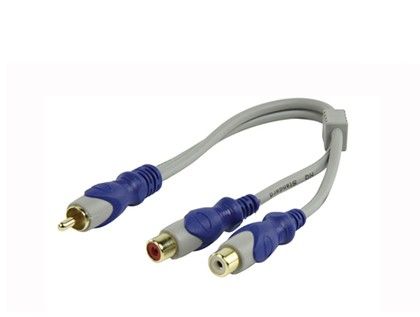 Y-splitter audio cable 1x RCA tulp (male) --> 2x RCA (female