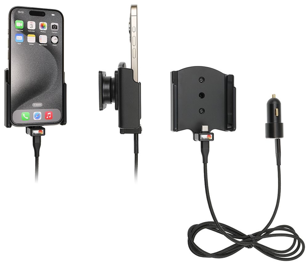 Brodit Active holder Apple iPhone 15/15 Pro USB cig.plug