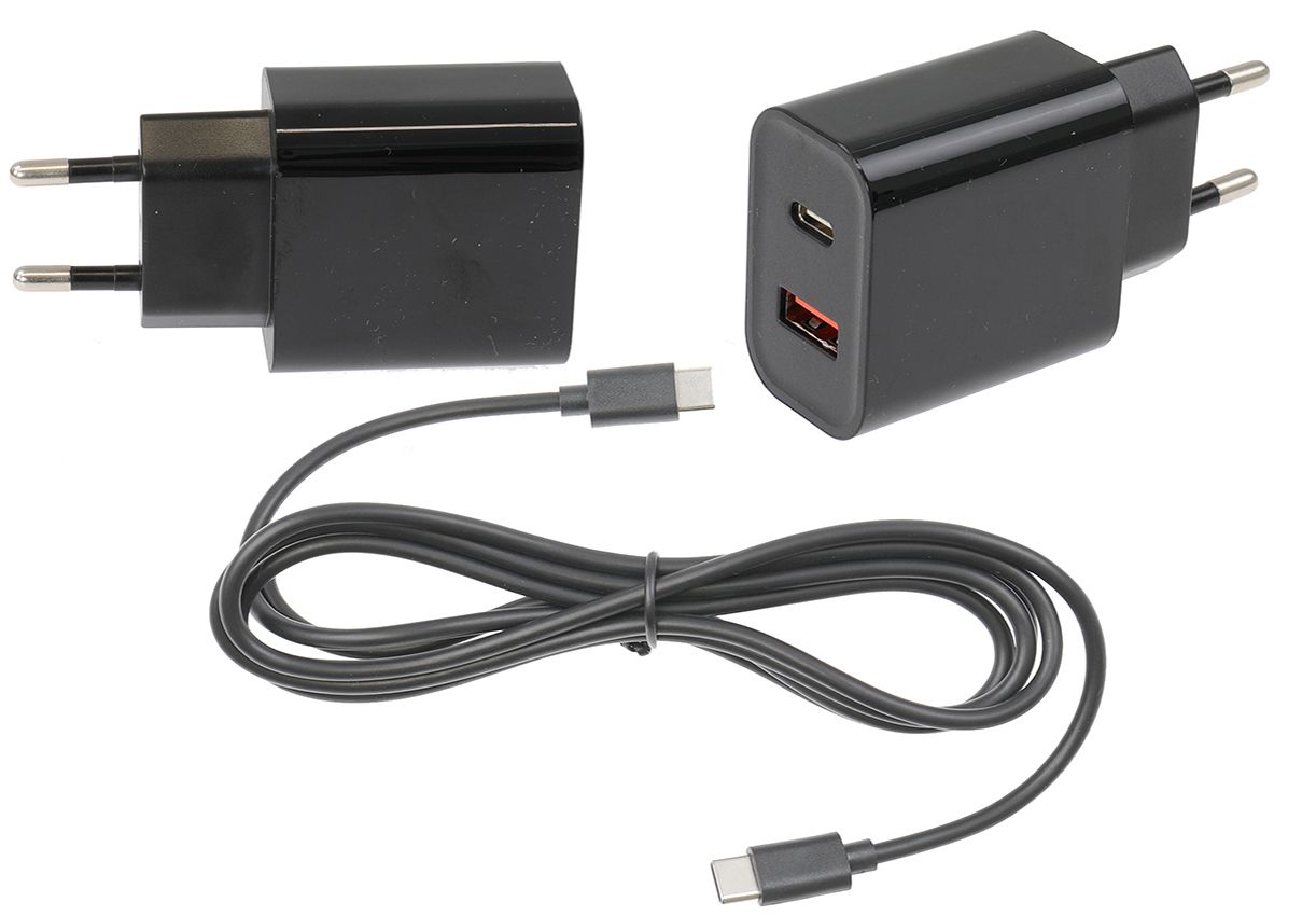 Power Adapter EU 1x usbA 1x usbC 2m (QC PD 3.0)